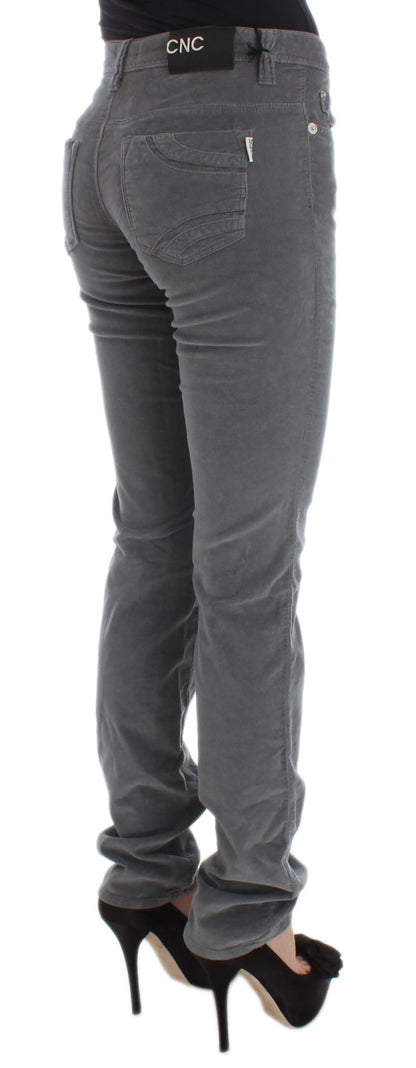 Costume National Gray Cotton Super Slim Corduroys Jeans