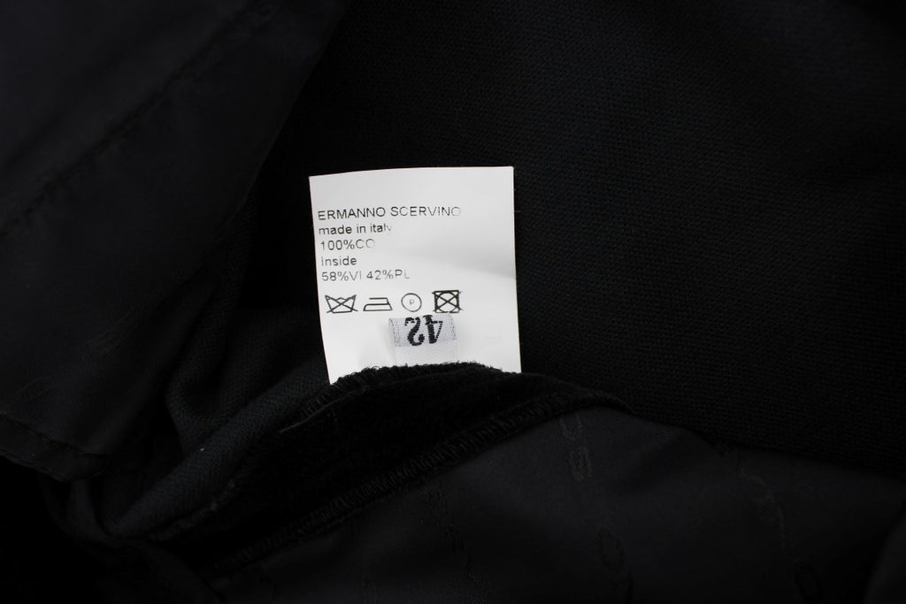 Ermanno Scervino Black Velvet Cotton Straight Legs Pants