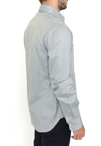 Ermanno Scervino Gray Cotton Long Sleeve Casual Shirt Top