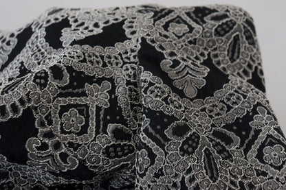 Dolce & Gabbana Black Gray Jacquard Sheath Bodycon Dress