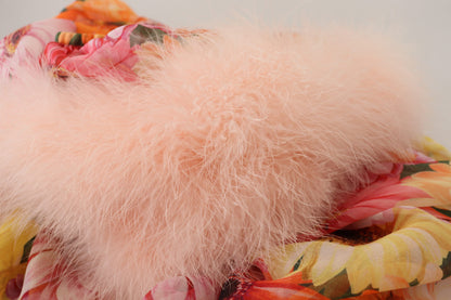 Dolce & Gabbana Multicolor Floral Fur Shearling Blouse Top