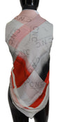 Costume National Gray Red Shawl Foulard Wrap Scarf