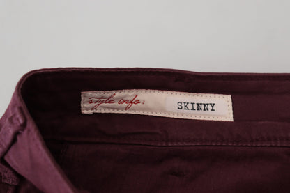 CYCLE Maroon Cotton Stretch Skinny Casual Men Pants
