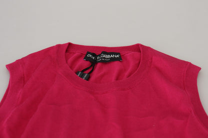 Dolce & Gabbana Pink Silk Vest Pullover Crewneck Tank Top