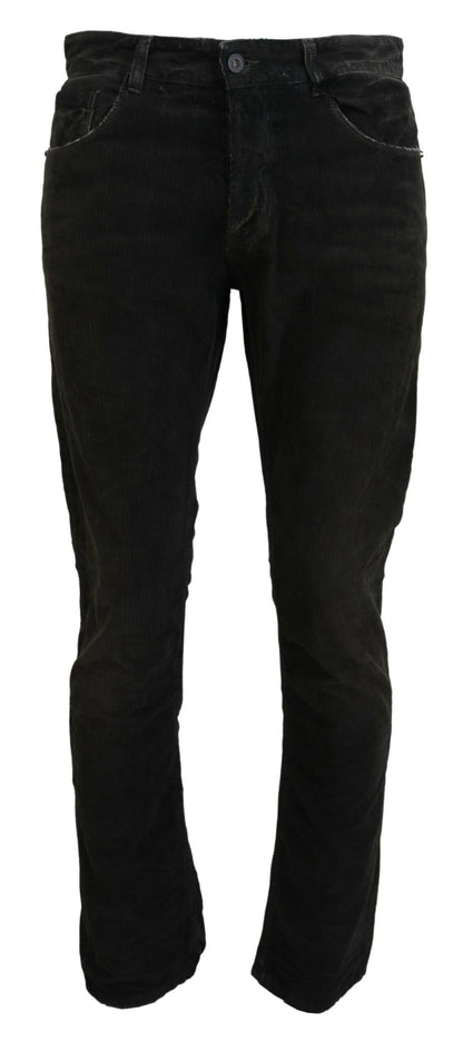 Costume National Gray Cotton Corduroy Men Casual Jeans