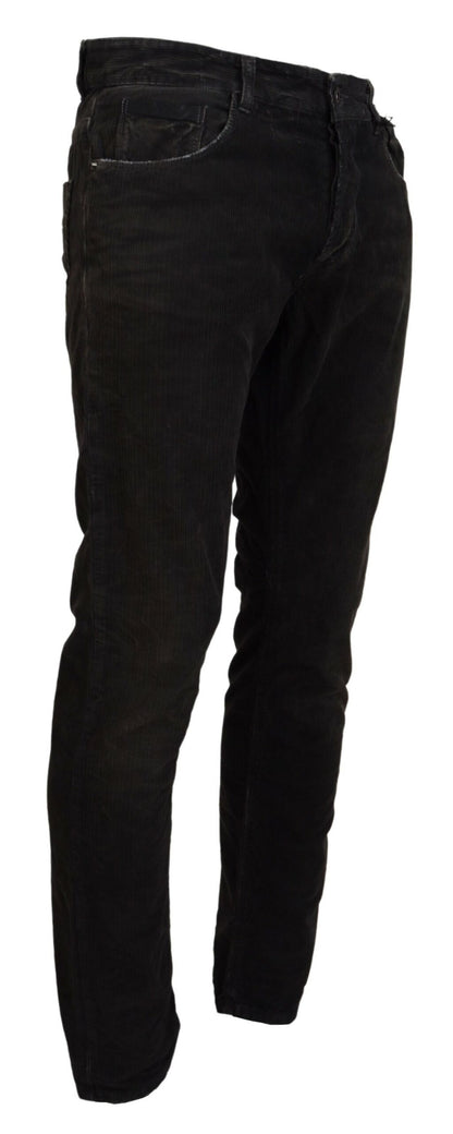 Costume National Gray Cotton Corduroy Men Casual Jeans
