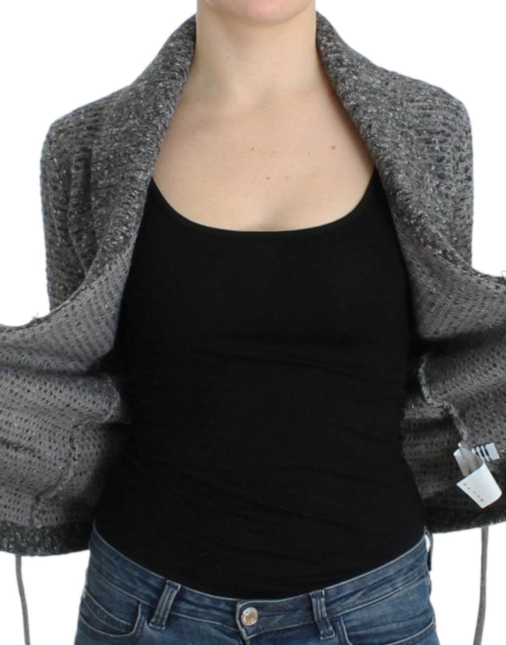 Cavalli Gray wool knitted cardigan