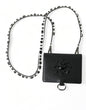 Dolce & Gabbana Black Leather Crystal Embellished Card Holder Wallet