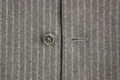 Dolce & Gabbana Gray Striped Wool Single Breasted Vest