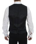 Dolce & Gabbana Gray Striped Wool Single Breasted Vest
