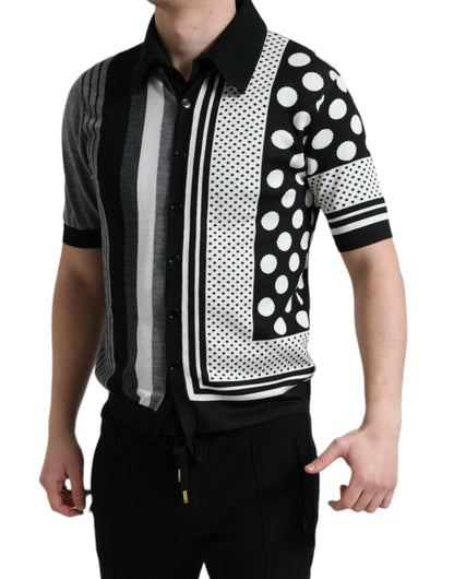 Black White Jumper Cardigan Polo Sweater