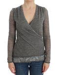 Ermanno Scervino Gray Wool Blend Stretch Long Sleeve Sweater