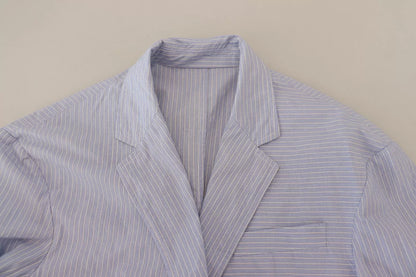Dsquared² Blue Striped Single Breasted Formal Coat Blazer