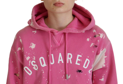 Dsquared² Pink Logo Print Cotton Hoodie Sweatshirt Sweater