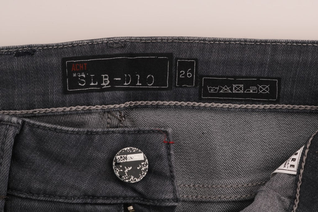 Acht Gray Cotton Slim Fit Denim Jeans