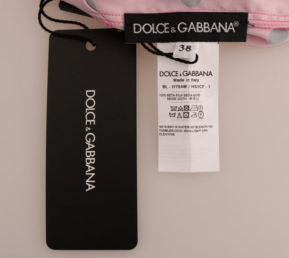 Dolce & Gabbana Pink Polka Dotted Silk Blouse
