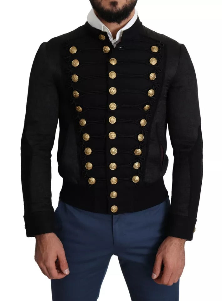 Dolce & Gabbana Veste Militaire Noire Boutons Dorés Bomber