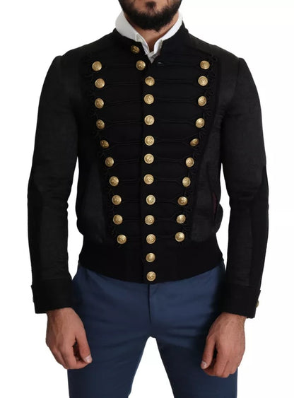 Dolce & Gabbana Veste Militaire Noire Boutons Dorés Bomber