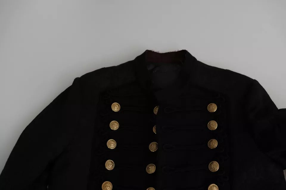 Dolce & Gabbana Veste Militaire Noire Boutons Dorés Bomber
