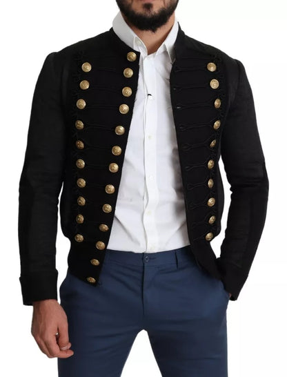 Dolce & Gabbana Veste Militaire Noire Boutons Dorés Bomber