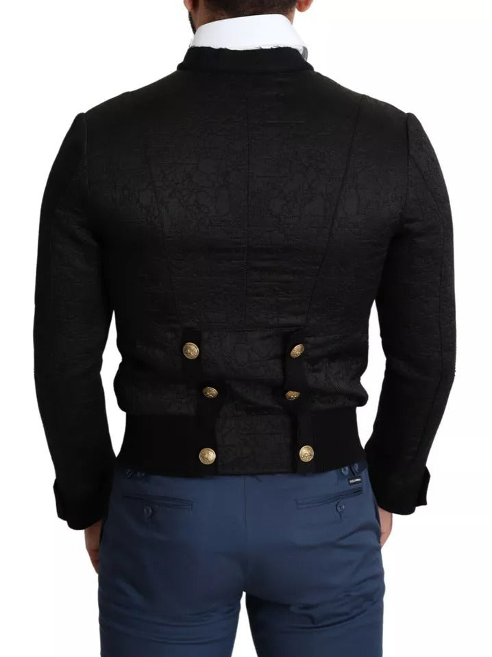 Dolce & Gabbana Veste Militaire Noire Boutons Dorés Bomber