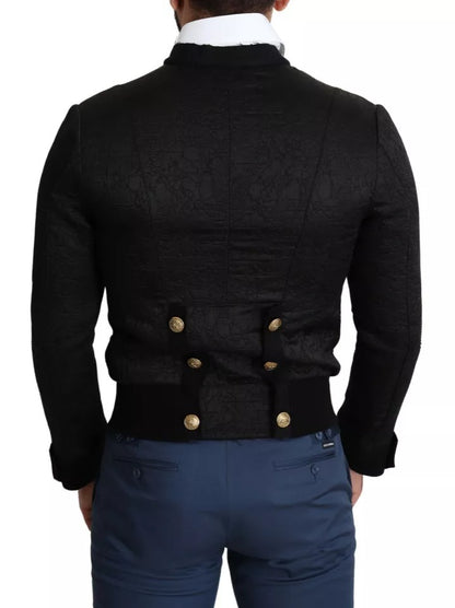 Dolce & Gabbana Veste Militaire Noire Boutons Dorés Bomber