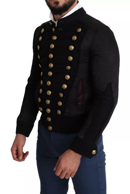Dolce & Gabbana Veste Militaire Noire Boutons Dorés Bomber