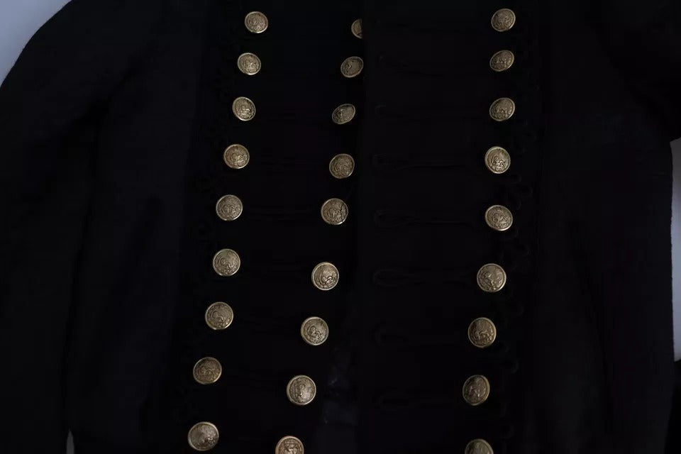 Dolce & Gabbana Veste Militaire Noire Boutons Dorés Bomber