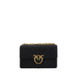 PINKO Black Calf Leather Bos Taurus Shoulder Bag
