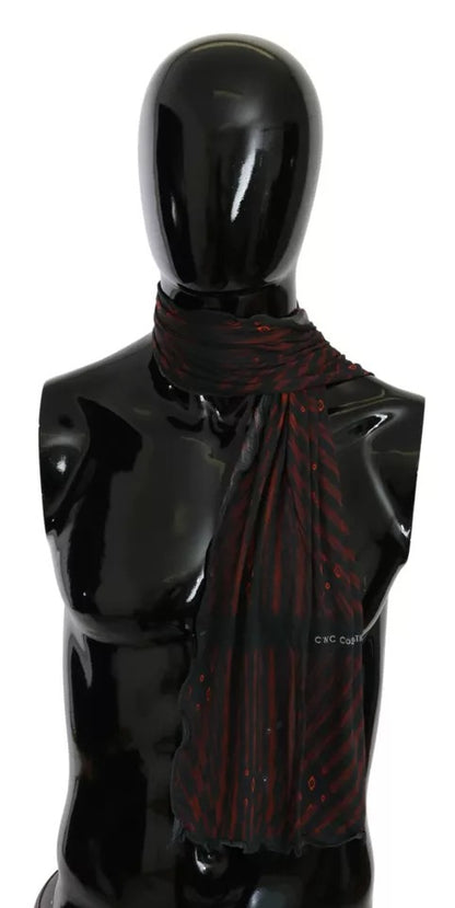 Dolce & Gabbana Black Red Viscose Foulard Branded Scarf