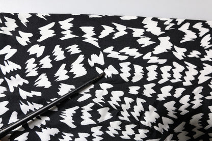 Dolce & Gabbana Black White Patterned Fringes Shawl Scarf