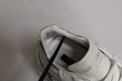 Dolce & Gabbana White Silver Daymaster Low Top Sneaker Shoes