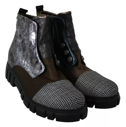 EBARRITO Multicolor Leather Suede Zipper Ankle Boots Shoes