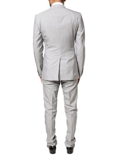 Dolce & Gabbana Light Gray Wool GOLD 2 Piece Formal Suit