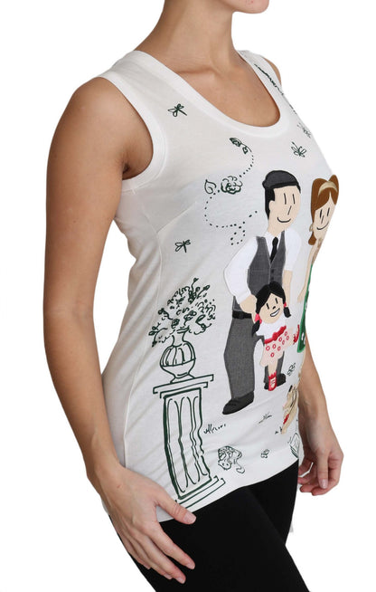 Dolce & Gabbana White Cotton #dgfamily Sleeveless Shirt Tank Top