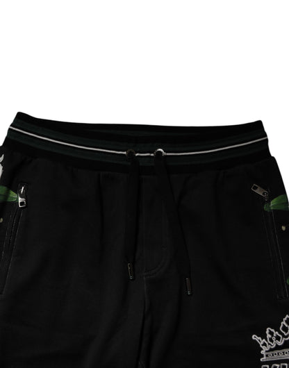 Dolce & Gabbana Black Floral King Men Jogger Sweatpants Pants