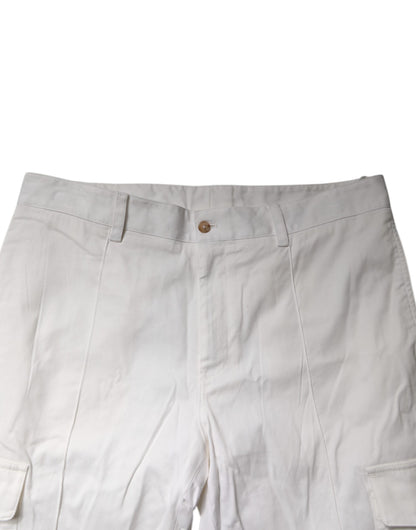 Dolce & Gabbana White Cotton Jogger Cargo Skinny Pants