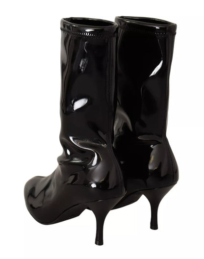 Stuart Weitzman Black Patent Leather High Heels Boots Shoes