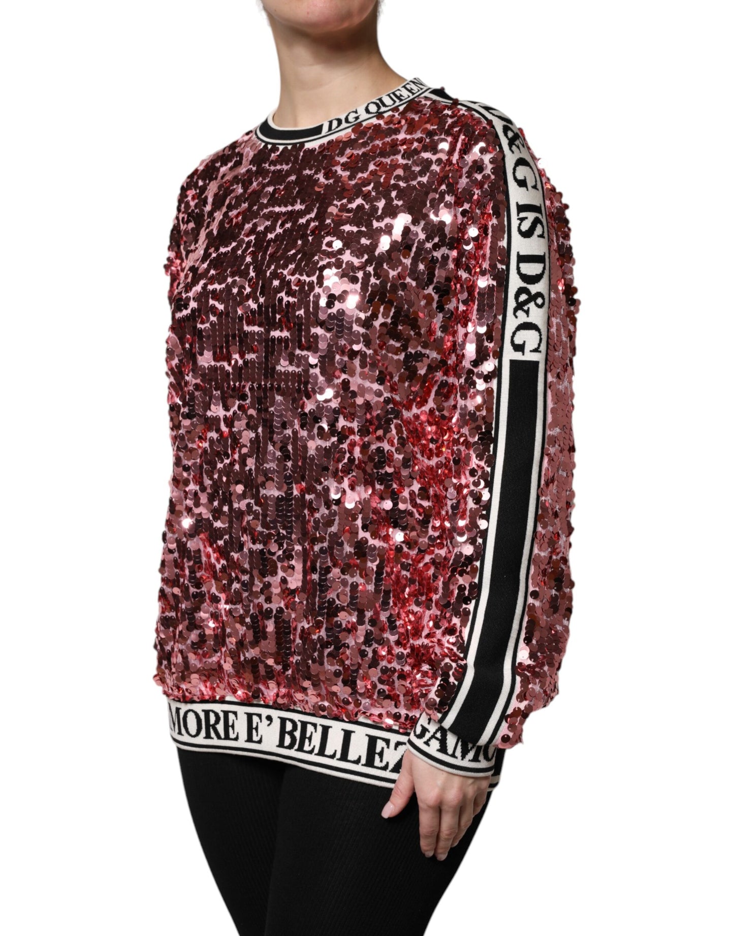 Pink DG Queen Sequin Pullover Sweater