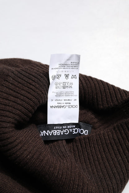 Dolce & Gabbana Brown Cashmere Knitted Neck Warmer Foulard Scarf
