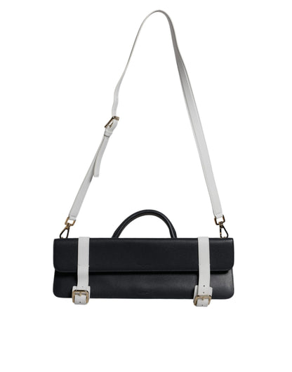 Blue White Calfskin Leather Crossbody Shoulder Bag