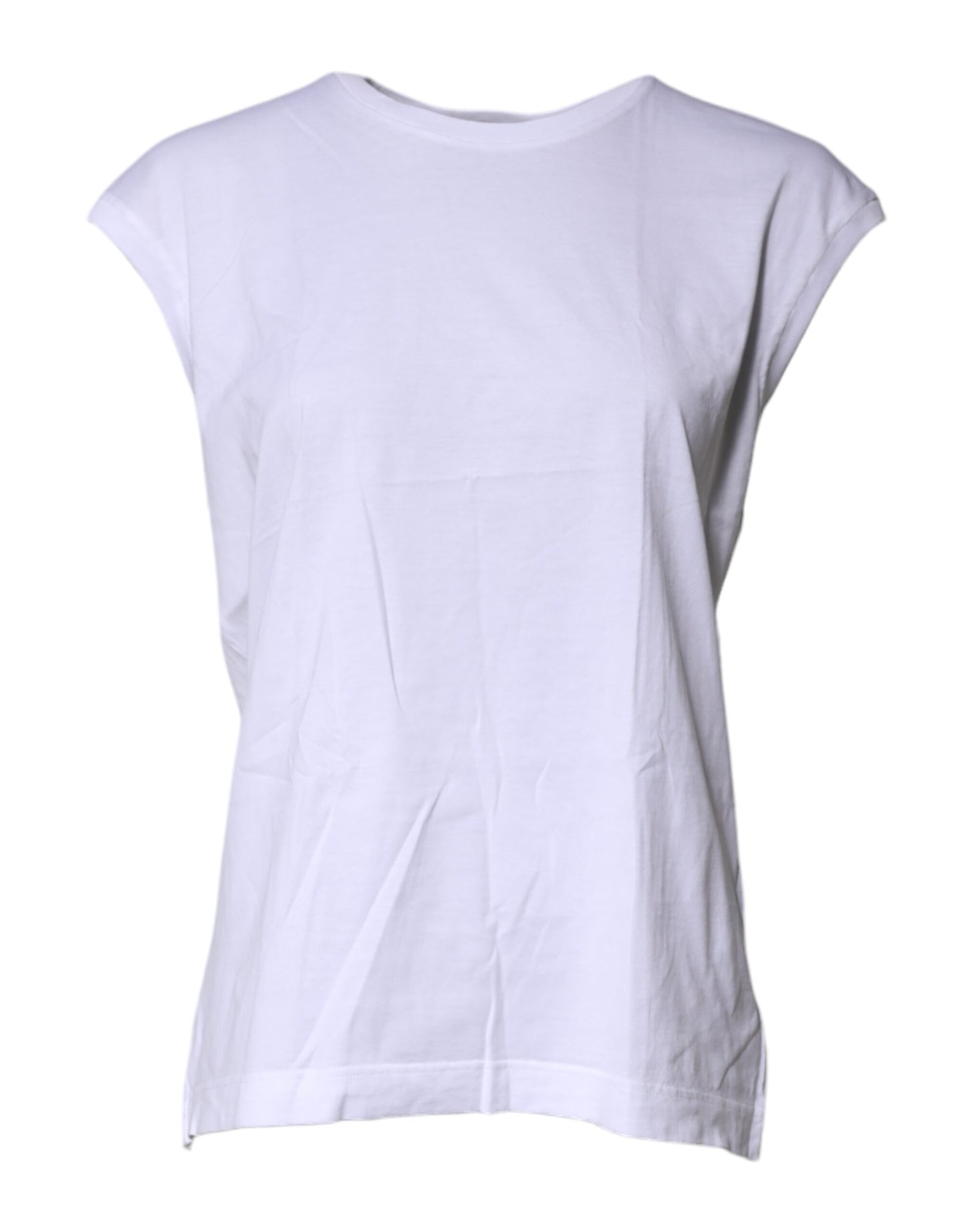 Dolce & Gabbana White Cotton Sleeveless Round Neck Tank Top