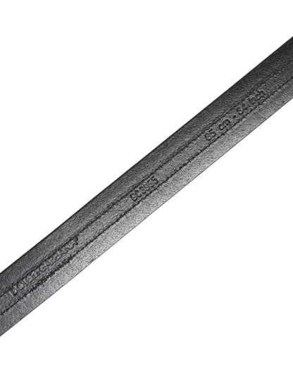 Dolce & Gabbana Black Burgundy Calfskin Metal Logo Buckle Belt