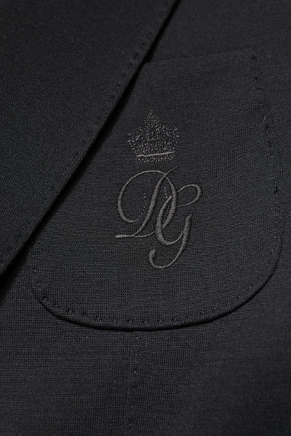 Dolce & Gabbana Black Wool Slim Fit Coat Blazer Jacket Suit