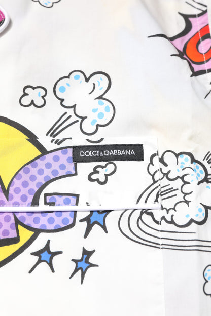 Dolce & Gabbana White Cartoon Print Cotton Men Pajama Set Sleepwear
