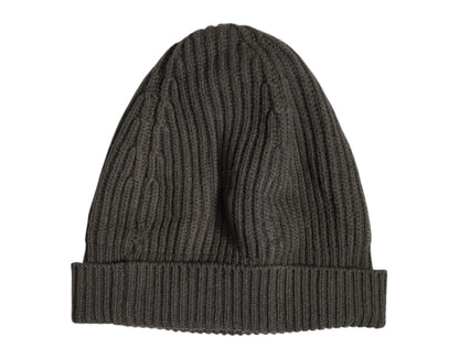 Dolce & Gabbana Green Wool DG Plaque Knitted Winter Beanie Hat