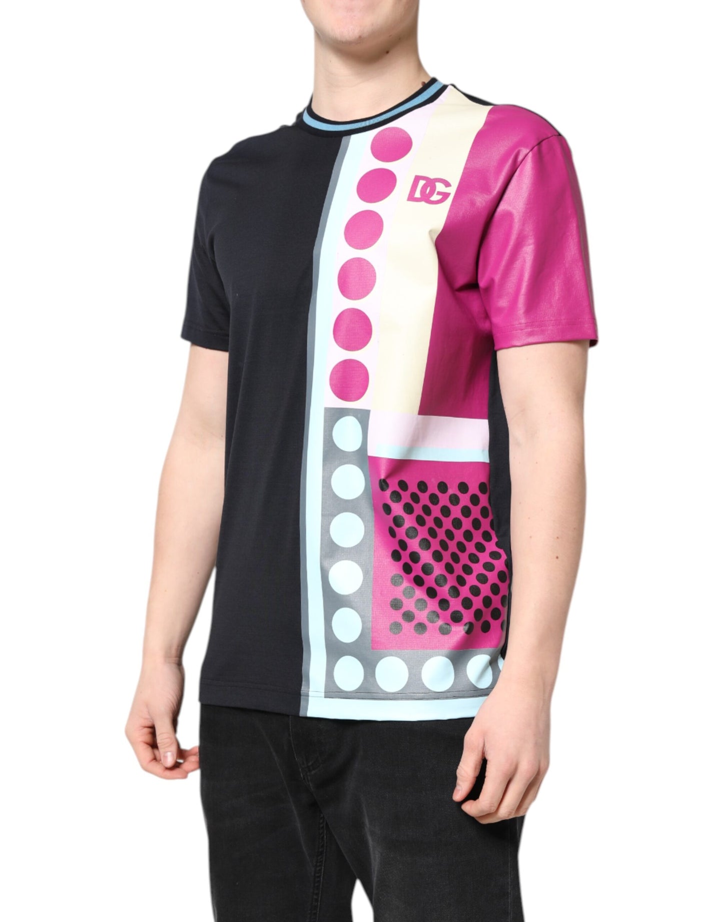 Dolce & Gabbana Multicolor Printed Logo Short Sleeve T-shirt