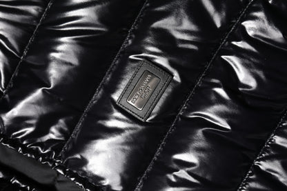 Dolce & Gabbana Black Logo Plaque Full Zip Puffer Jacket