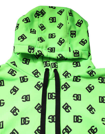 Dolce & Gabbana Green Polyester DGLogo Print Hooded Sweater