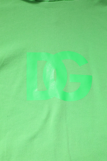 Dolce & Gabbana Green Cotton DG Logo Print Hooded Sweater